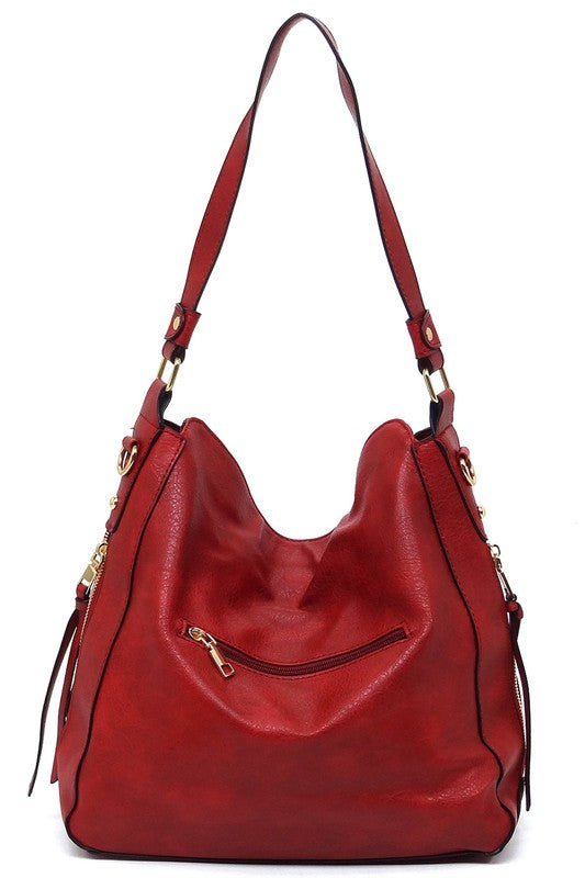 Fashion Side Zipper Shoulder Bag Hobo