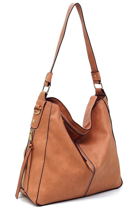 Fashion Side Zipper Shoulder Bag Hobo