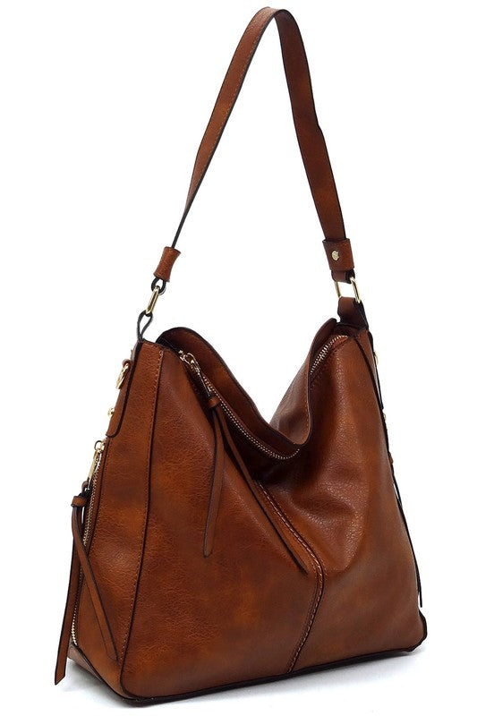 Fashion Side Zipper Shoulder Bag Hobo