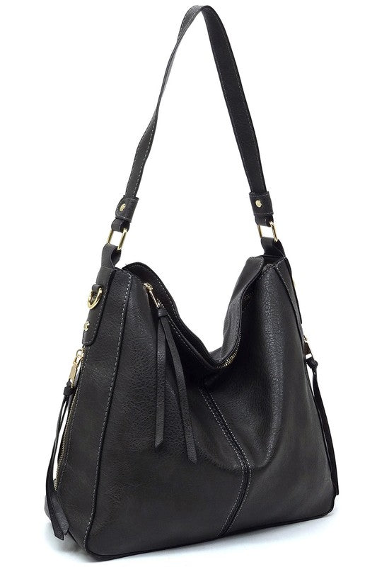 Fashion Side Zipper Shoulder Bag Hobo