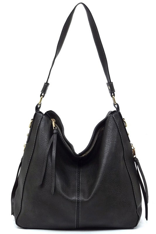 Fashion Side Zipper Shoulder Bag Hobo