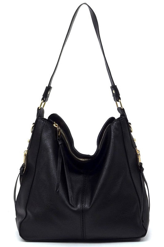 Fashion Side Zipper Shoulder Bag Hobo