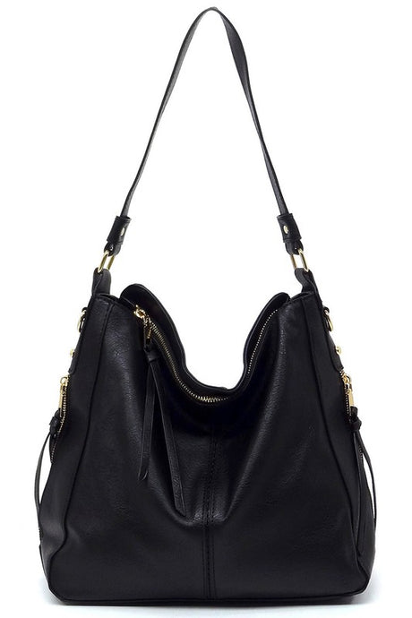 Fashion Side Zipper Shoulder Bag Hobo