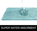 Blue Chenille Bath Mat Soft Bathroom Rug