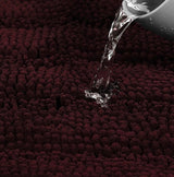 2PC Burgundy Soft Cozy Plush Chenille Bath Mat Set