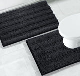 Grey Soft Cozy Plush Chenille Bath Mat Set