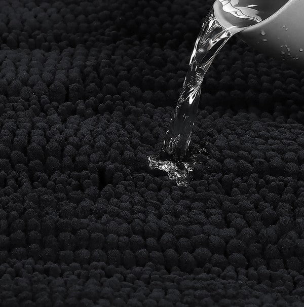 Grey Soft Cozy Plush Chenille Bath Mat Set