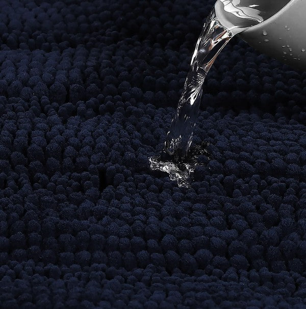 Navy Soft Cozy Plush Chenille Bath Mat Set