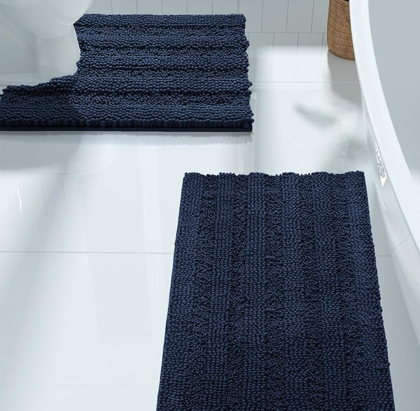 Navy Soft Cozy Plush Chenille Bath Mat Set