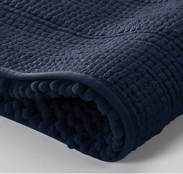 Navy Soft Cozy Plush Chenille Bath Mat Set