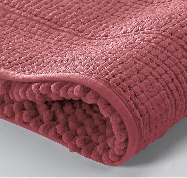 Rose Soft Cozy Plush Chenille Bath Mat Set