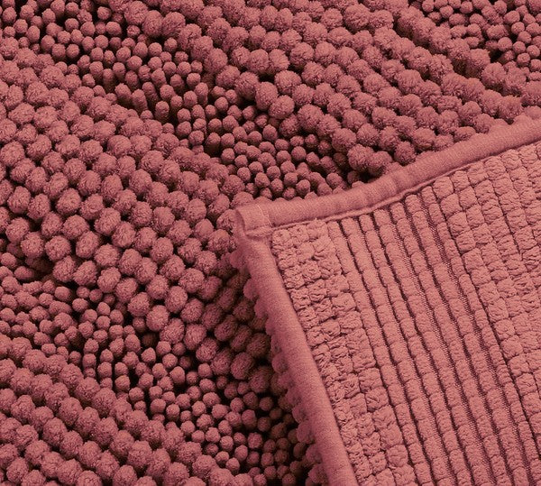 Rose Soft Cozy Plush Chenille Bath Mat Set