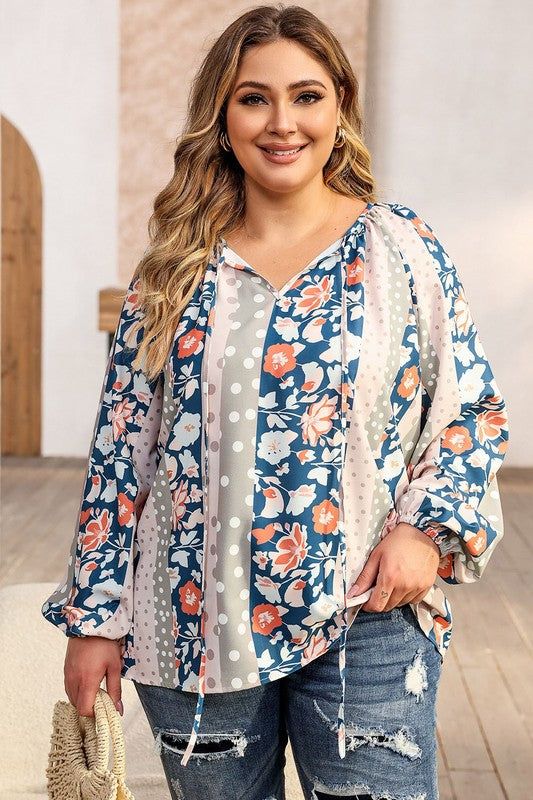 Plus Size Tie Neck Irene Top