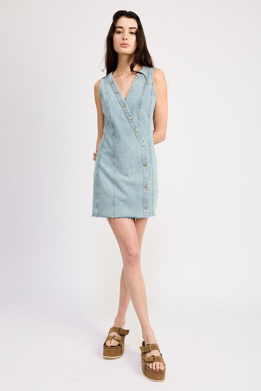 Wrapped Denim Mini Dress