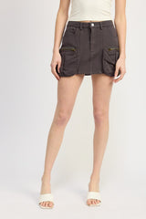 Charcoal Cargo Mini Skirt
