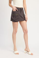 Charcoal Cargo Mini Skirt