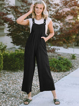 Striped Pleated Wide Leg Pocketed Jumpsuit