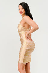 Gold Glamour Bandage Mini Dress