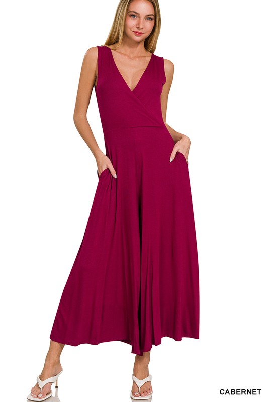 Surplice Neckline Sleeveless Jumpsuit