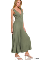 Surplice Neckline Sleeveless Jumpsuit