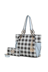 MKF Yale Checkered Tote Bag with Wallet by Mia K