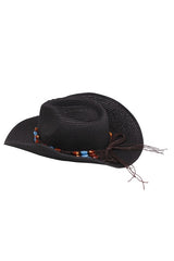 Bead Decor Western Straw Sun Hat