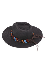 Bead Decor Western Straw Sun Hat