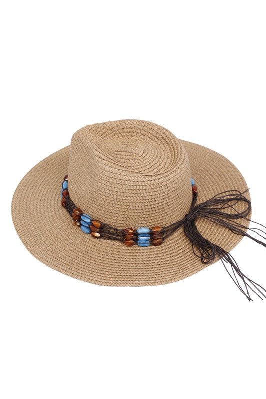 Bead Decor Western Straw Sun Hat