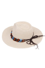 Bead Decor Western Straw Sun Hat