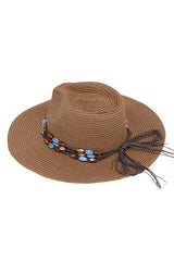 Bead Decor Western Straw Sun Hat