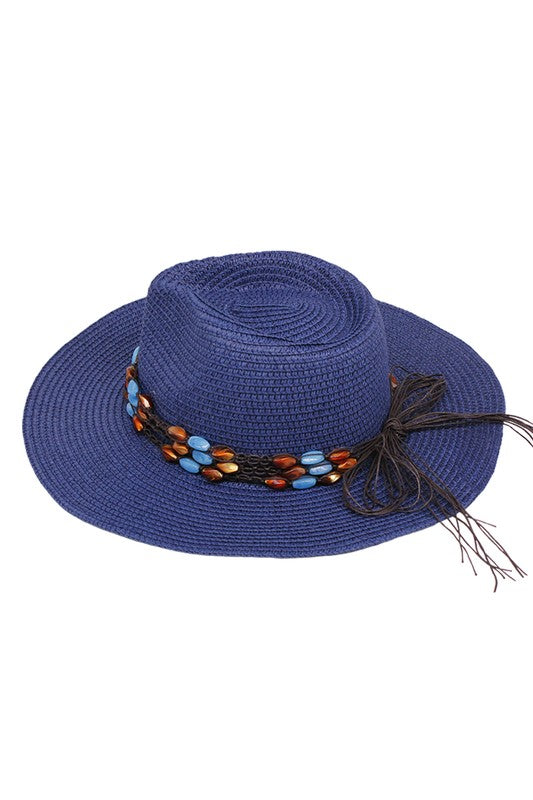 Bead Decor Western Straw Sun Hat