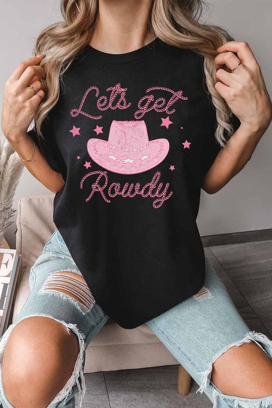 Lets Get Rowdy Pink Western Graphic Tee
