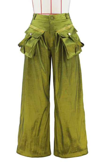 Front Cargo Pocket Palazzo Wide Leg Pants