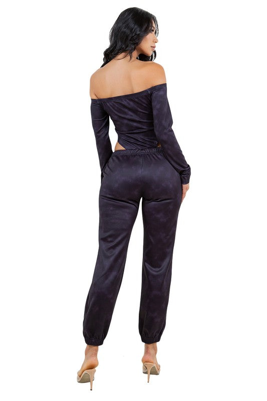 Black High Rise Bodysuit Low Rise Pants Set