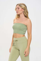 Ribbed Knit Strapless Bandeau Tube Top