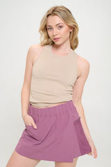 High Waisted Skort Side Pockets Inner Shorts