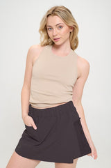 High Waisted Skort Side Pockets Inner Shorts