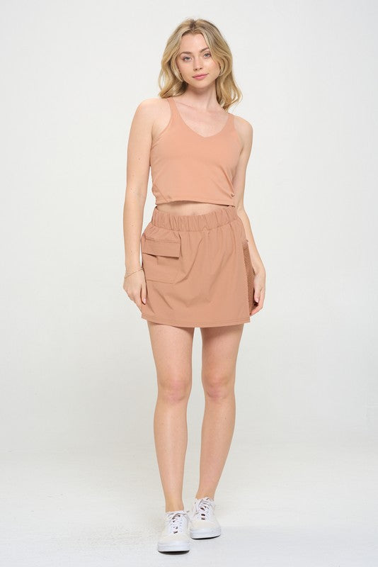 High Waisted Skort Side Pockets Inner Shorts