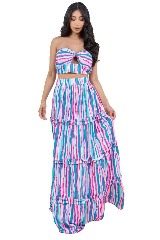 Bralette Top Tiered Style Maxi Dress