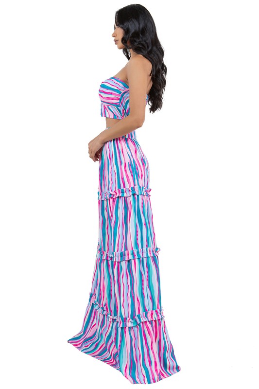 Bralette Top Tiered Style Maxi Dress