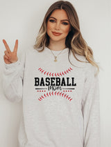 Baseball Mom Red Stitch Crewneck Sweatshirt