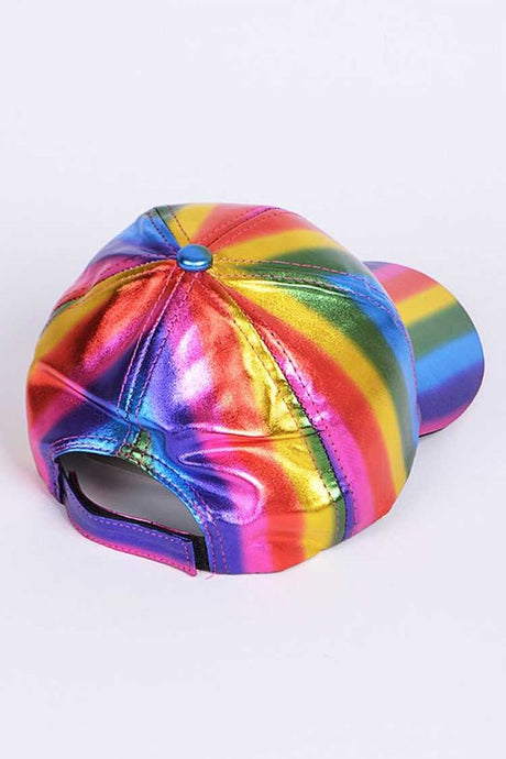 Rainbow Color PU Leather Cap