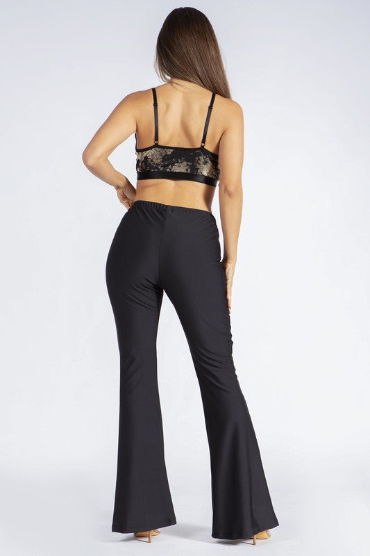 Black Basic Pants with Flared Leg