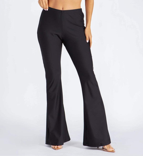 Black Basic Pants with Flared Leg