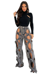 Multi Cut Style Denim Pants