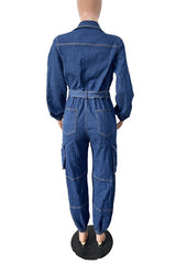 Harem Style Pant Cargo Pocket Jumpsuit