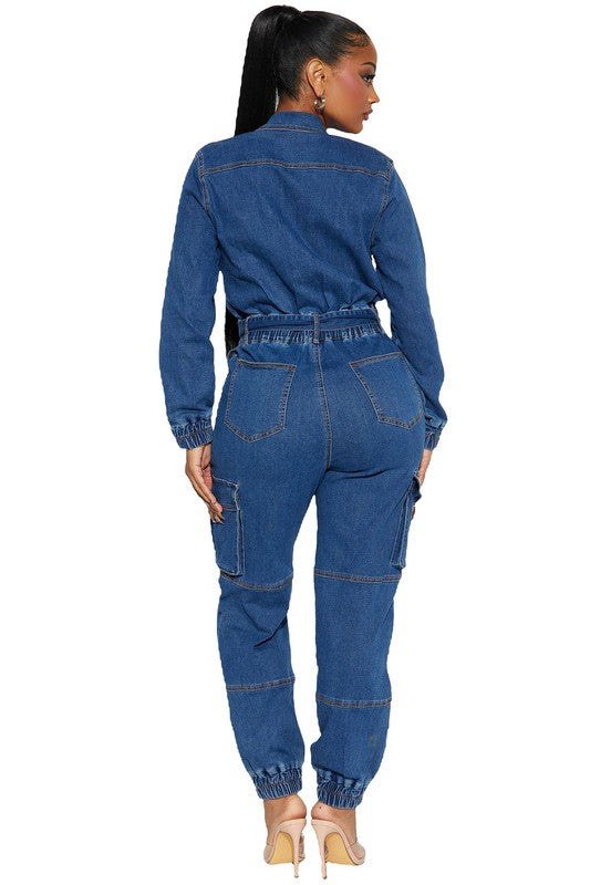 Harem Style Pant Cargo Pocket Jumpsuit