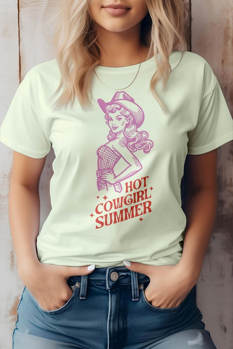 Hot Cowgirl Summer Retro Western Graphic Tee