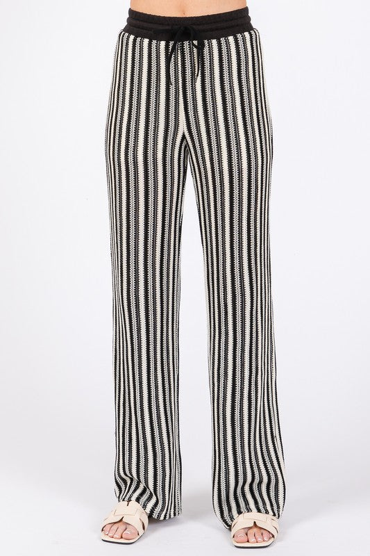 See-Through Stripe Knit Pants