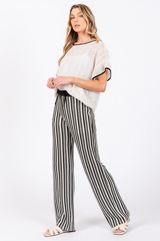 See-Through Stripe Knit Pants